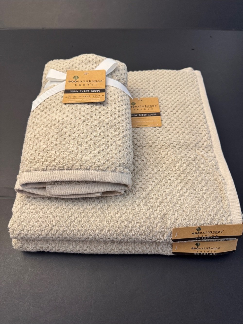 4pc ECOEXISTENCE Bamboo Zero Twist Loops Bath Towel Set - FGChiffon
